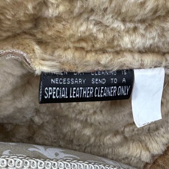Wilson's Leather Maxima Tan Leather Fur Lined Penny Lane Coat Large 70s Retro - Picture 6 of 7